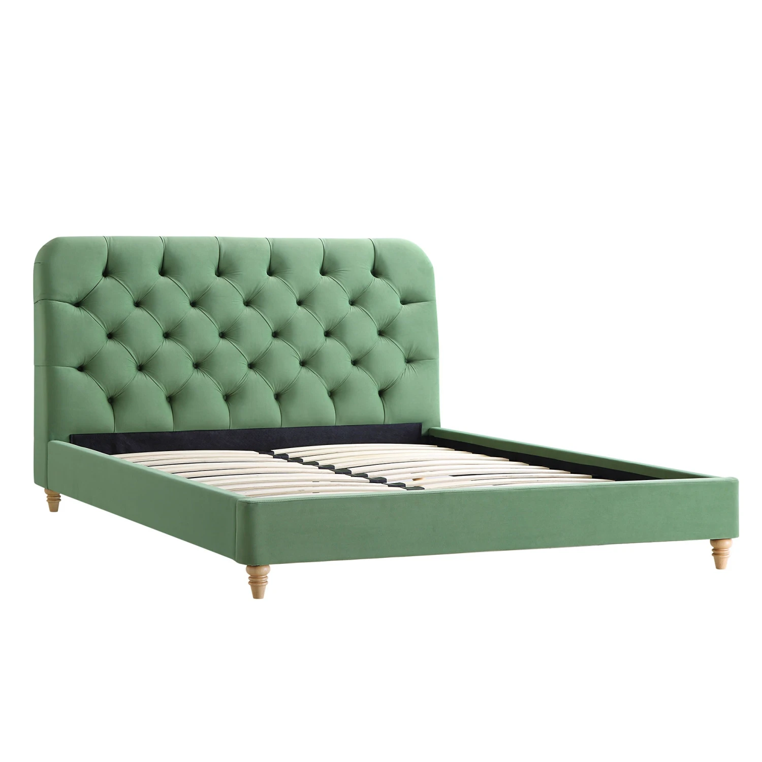 Leamington Deep-Buttoned Upholstered Bed, Meadow Green Velvet 8 Leamington Deep-Buttoned Upholstered Bed, Meadow Green Velvet - Image 6