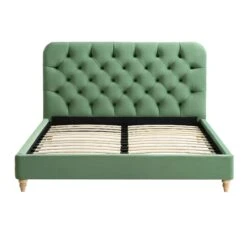 Leamington Deep-Buttoned Upholstered Bed, Meadow Green Velvet 19 Leamington Deep-Buttoned Upholstered Bed, Meadow Green Velvet -Entreprise Cc Shop ZX 1063 CUCU VEL WB2