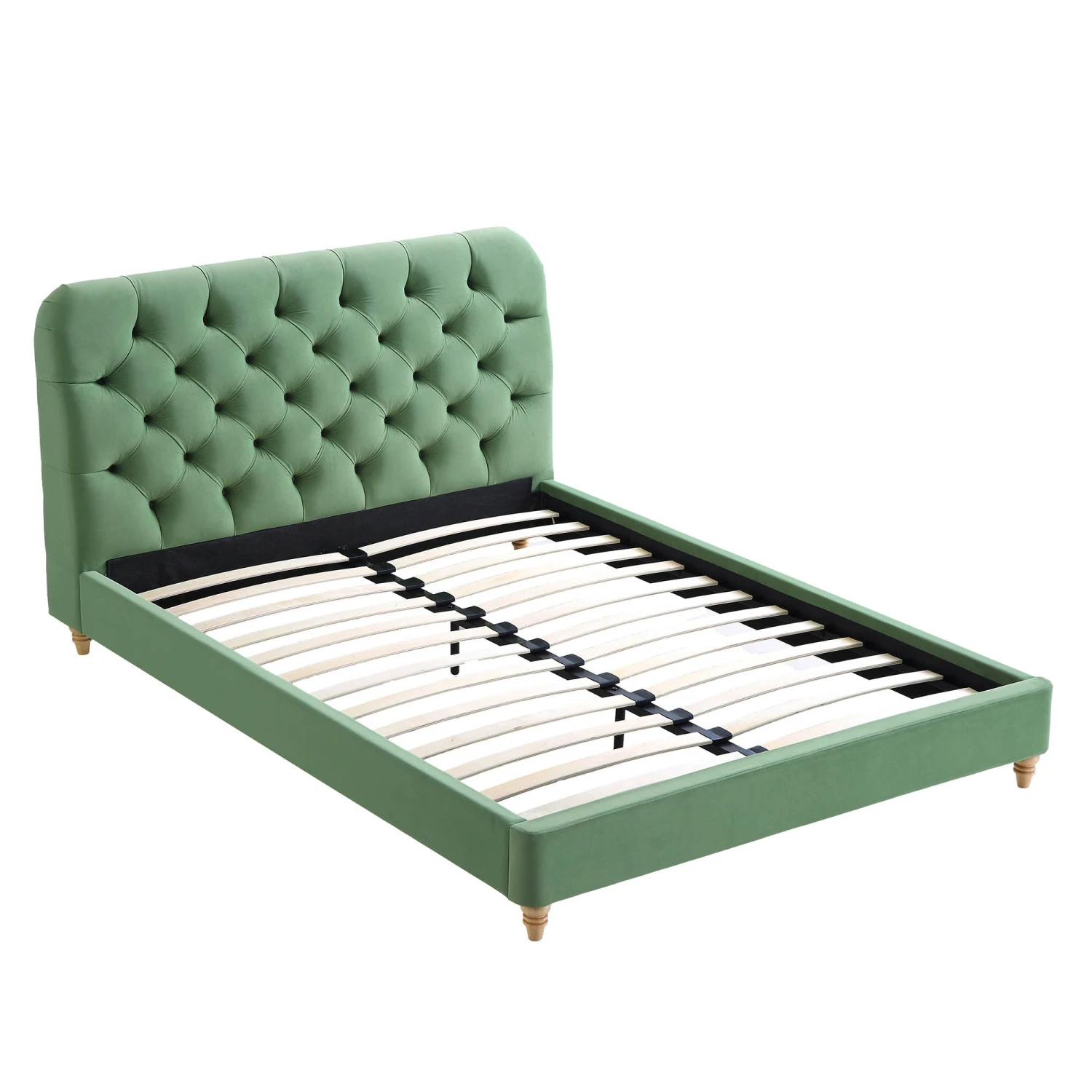 Leamington Deep-Buttoned Upholstered Bed, Meadow Green Velvet 9 Leamington Deep-Buttoned Upholstered Bed, Meadow Green Velvet - Image 7