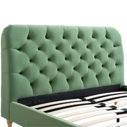 Leamington Deep-Buttoned Upholstered Bed, Meadow Green Velvet 25 Leamington Deep-Buttoned Upholstered Bed, Meadow Green Velvet -Entreprise Cc Shop ZX 1063 CUCU VEL detail1