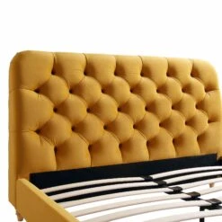 Leamington Deep-Buttoned Upholstered Bed, Turmeric Yellow Velvet -Entreprise Cc Shop ZX 1063 MUST VEL detail1