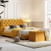 Leamington Deep-Buttoned Upholstered Bed, Turmeric Yellow Velvet -Entreprise Cc Shop ZX 1063 MUST VEL scene2