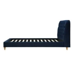 Leamington Deep-Buttoned Upholstered Bed, Midnight Blue Velvet -Entreprise Cc Shop ZX 1063 NAVY VEL WB4