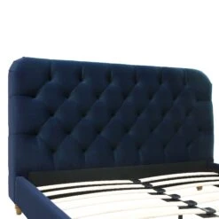 Leamington Deep-Buttoned Upholstered Bed, Midnight Blue Velvet -Entreprise Cc Shop ZX 1063 NAVY VEL detail1