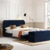 Leamington Deep-Buttoned Upholstered Bed, Midnight Blue Velvet 2 Leamington Deep-Buttoned Upholstered Bed, Midnight Blue Velvet -Entreprise Cc Shop ZX 1063 NAVY VEL main