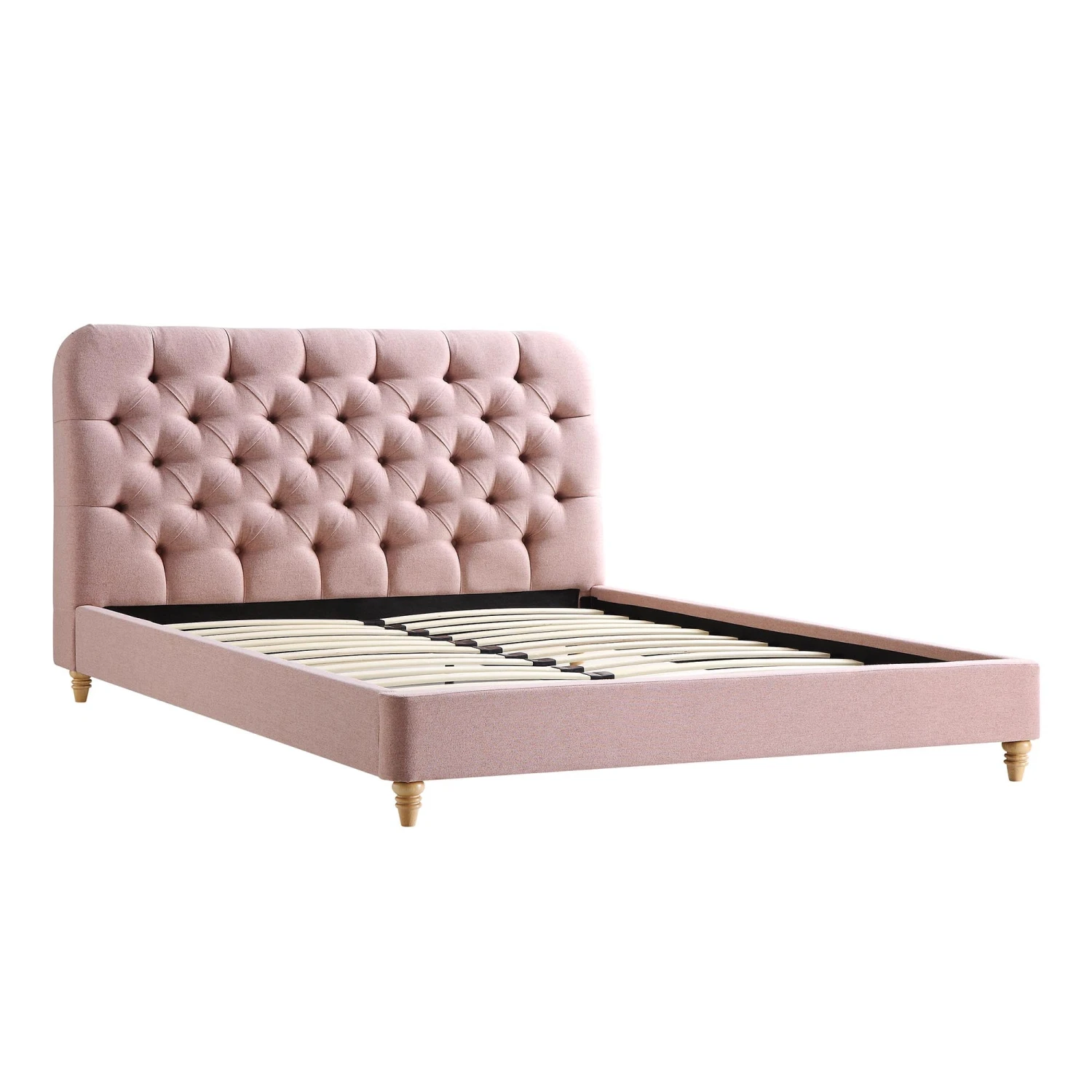 Leamington Deep-Buttoned Upholstered Bed, Rosewater Pink Fabric 8 Leamington Deep-Buttoned Upholstered Bed, Rosewater Pink Fabric - Image 6