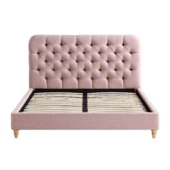 Leamington Deep-Buttoned Upholstered Bed, Rosewater Pink Fabric 20 Leamington Deep-Buttoned Upholstered Bed, Rosewater Pink Fabric -Entreprise Cc Shop ZX 1063 PALEPINK FAB WB2