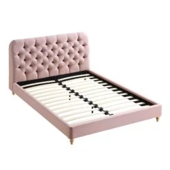Leamington Deep-Buttoned Upholstered Bed, Rosewater Pink Fabric 23 Leamington Deep-Buttoned Upholstered Bed, Rosewater Pink Fabric -Entreprise Cc Shop ZX 1063 PALEPINK FAB WB3