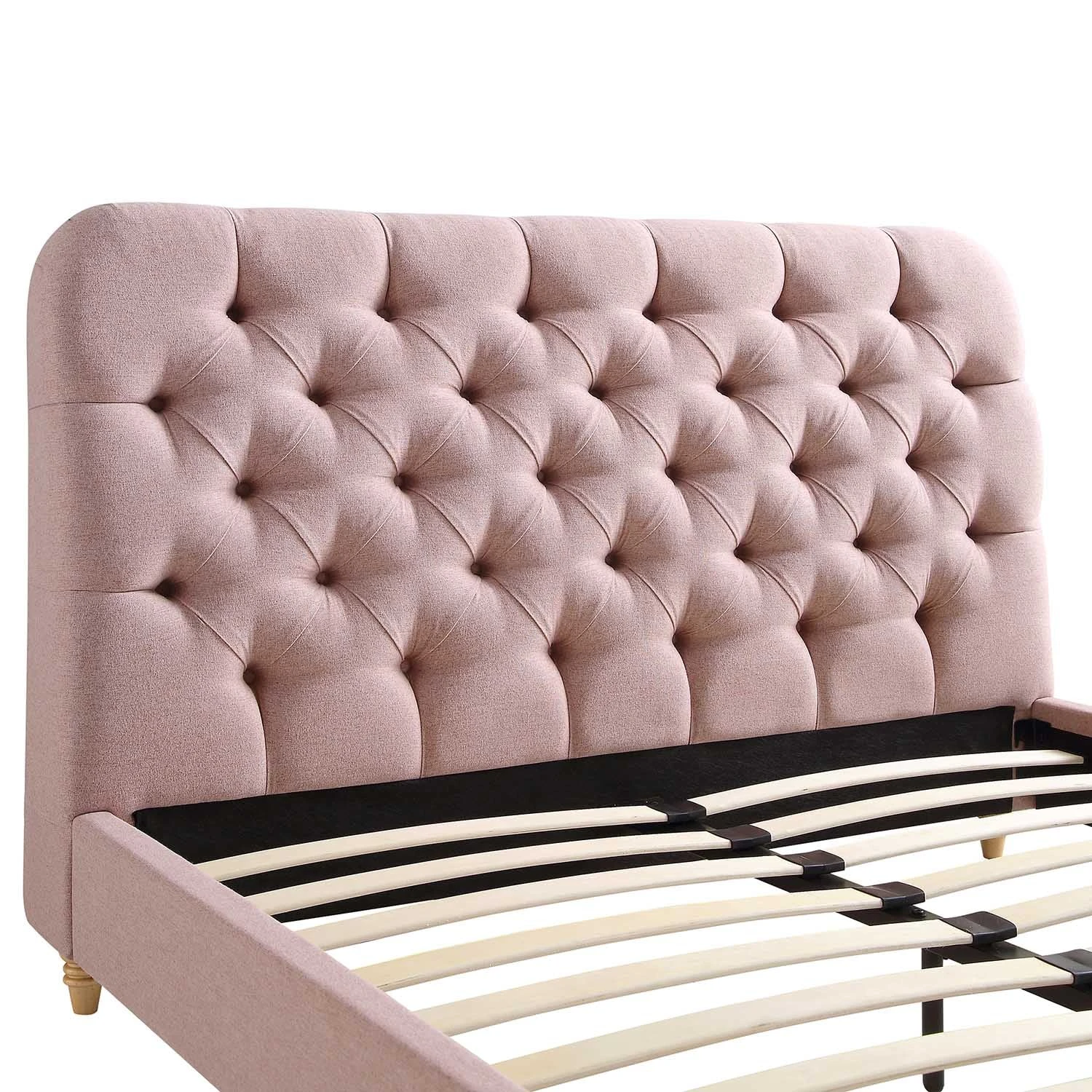 Leamington Deep-Buttoned Upholstered Bed, Rosewater Pink Fabric 12 Leamington Deep-Buttoned Upholstered Bed, Rosewater Pink Fabric - Image 10