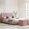 Leamington Deep-Buttoned Upholstered Bed, Rosewater Pink Fabric