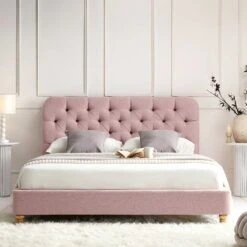 Leamington Deep-Buttoned Upholstered Bed, Rosewater Pink Fabric 19 Leamington Deep-Buttoned Upholstered Bed, Rosewater Pink Fabric -Entreprise Cc Shop ZX 1063 PALEPINK FAB scene2