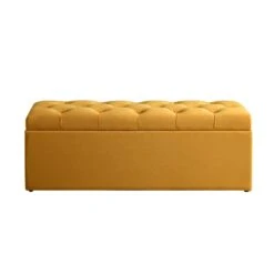 Leamington Deep-Buttoned Ottoman Storage Bench, Turmeric Yellow Velvet 16 Leamington Deep-Buttoned Ottoman Storage Bench, Turmeric Yellow Velvet -Entreprise Cc Shop ZX 2183 MUST VEL WB1
