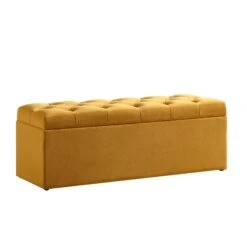 Leamington Deep-Buttoned Ottoman Storage Bench, Turmeric Yellow Velvet 19 Leamington Deep-Buttoned Ottoman Storage Bench, Turmeric Yellow Velvet -Entreprise Cc Shop ZX 2183 MUST VEL WB2