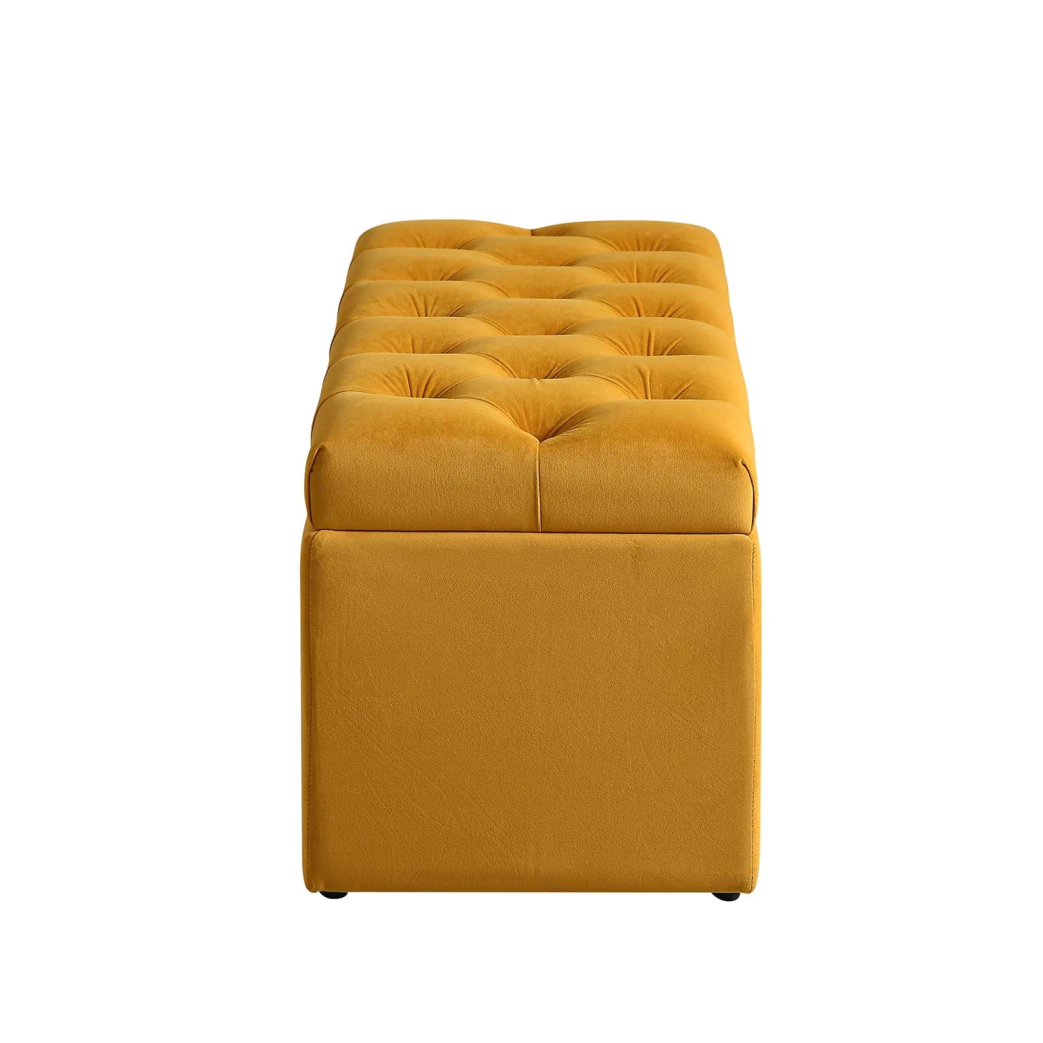 Leamington Deep-Buttoned Ottoman Storage Bench, Turmeric Yellow Velvet 11 Leamington Deep-Buttoned Ottoman Storage Bench, Turmeric Yellow Velvet - Image 9