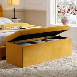 Leamington Deep-Buttoned Ottoman Storage Bench, Turmeric Yellow Velvet 15 Leamington Deep-Buttoned Ottoman Storage Bench, Turmeric Yellow Velvet -Entreprise Cc Shop ZX 2183 MUST VEL scene2