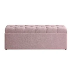 Leamington Deep-Buttoned Ottoman Storage Bench, Rosewater Pink Fabric -Entreprise Cc Shop ZX 2183 PALEPINK FAB WB3