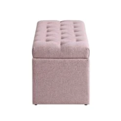 Leamington Deep-Buttoned Ottoman Storage Bench, Rosewater Pink Fabric -Entreprise Cc Shop ZX 2183 PALEPINK FAB WB5