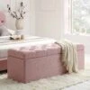Leamington Deep-Buttoned Ottoman Storage Bench, Rosewater Pink Fabric -Entreprise Cc Shop ZX 2183 PALEPINK FAB main