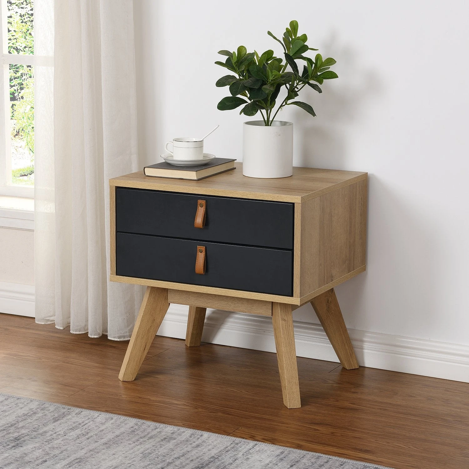 Tallis Two Tone Bedside Table With 2 Drawers 3 Tallis Two Tone Bedside Table With 2 Drawers