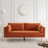 Pelham Orange Velvet Fabric Sofa 2 Pelham Orange Velvet Fabric Sofa -Entreprise Cc Shop c46521