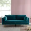 Pelham Teal Blue Velvet Fabric Sofa -Entreprise Cc Shop c47741