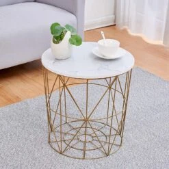 Cherry Tree Furniture KORAM Marble Effect Top Basket Side Table Golden Geometric Wire Frame End Table 11 Cherry Tree Furniture KORAM Marble Effect Top Basket Side Table Golden Geometric Wire Frame End Table -Entreprise Cc Shop d6b632c6 889e 4dab 86d6 6d3cb43470bb