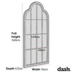 Southam Arched Full Length Wooden Frame Window Mirror 160 X 76 Cm -Entreprise Cc Shop dimensional drawings NOV 2022 MIRR 028