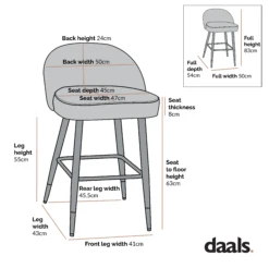 Miyae Set Of 2 Pleated Champagne Beige Velvet Upholstered Counter Stools -Entreprise Cc Shop dimensional drawings SEPT 2022 BCH 2148